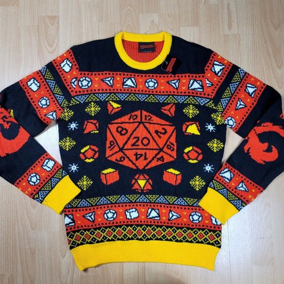 NEW Dungeons & Dragons Ugly Christmas Sweater Men's Size Small‎ Holiday Gamers